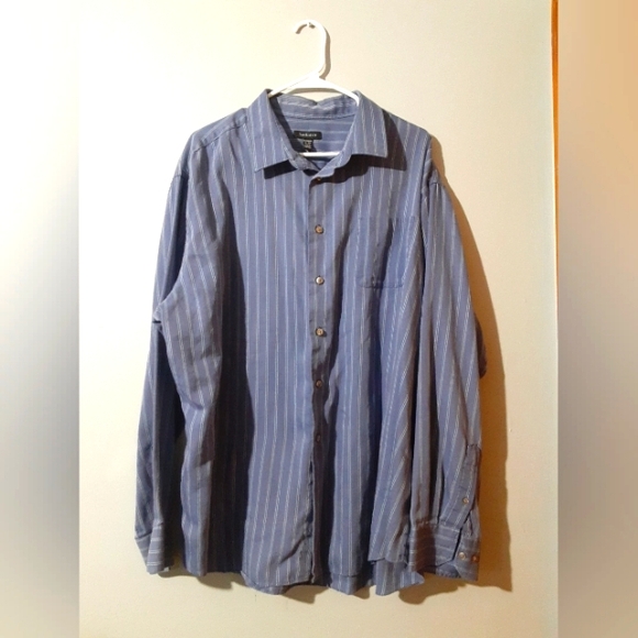 Van Heusen Other - Van Heusen Men's Button Down Shirt Long Sleeve Blue Stripe Size XXL TTG 18-18.5